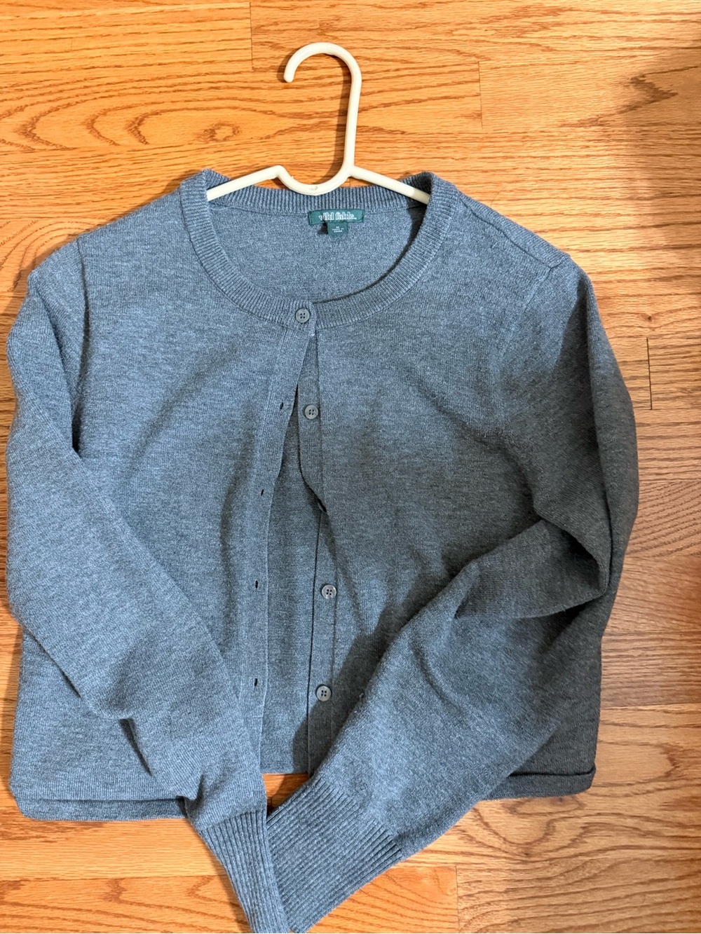 Heather Gray Button-Front Crewneck Cardigan